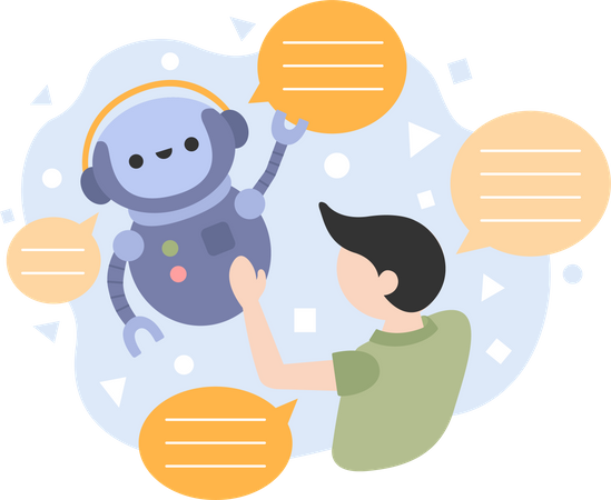Ai robot interacting with human  Illustration