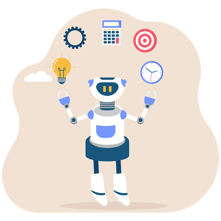 AI robot managing multiple business project  Illustration