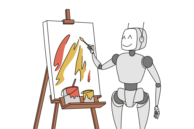 Ai robot painting art  Illustration