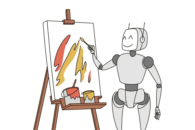 Arte de pintura de robô Ai  Ilustração