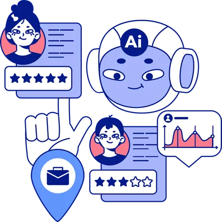 Ai robot selecting best employee profile  Illustration