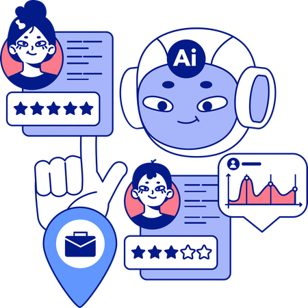 Ai robot selecting best employee profile  Illustration