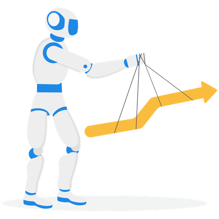 AI robot showing market rise  Illustration