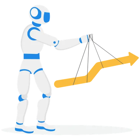 AI robot showing market rise  Illustration