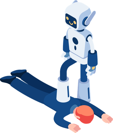 Ai Robot Step on Businessman  Illustration