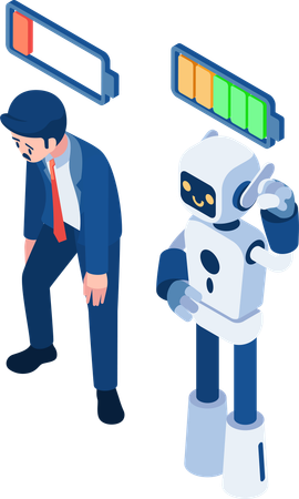 Ai Robot Take Over Human Job  Illustration