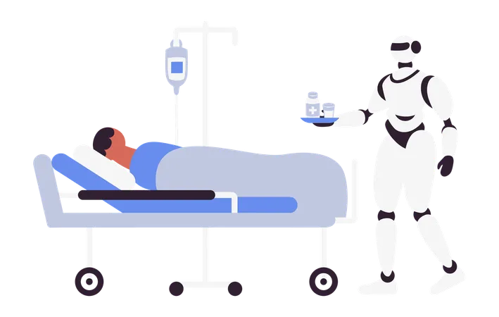 AI Robot with Medicine for The Patient  Illustration
