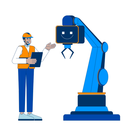 AI robotic arm in manufacturing industry  Illustration