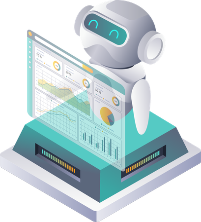 Les robots IA prennent en charge l'analyse des données dans les environnements de serveur  Illustration