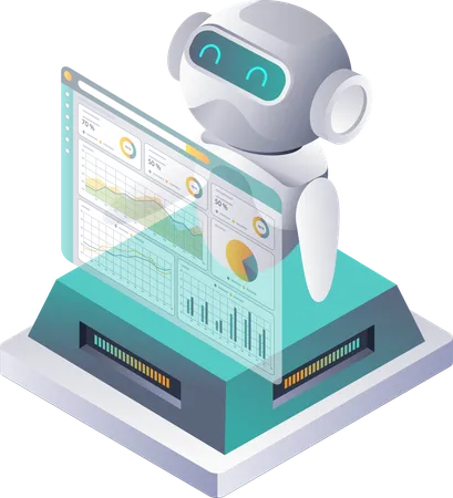 Les robots IA prennent en charge l'analyse des données dans les environnements de serveur  Illustration