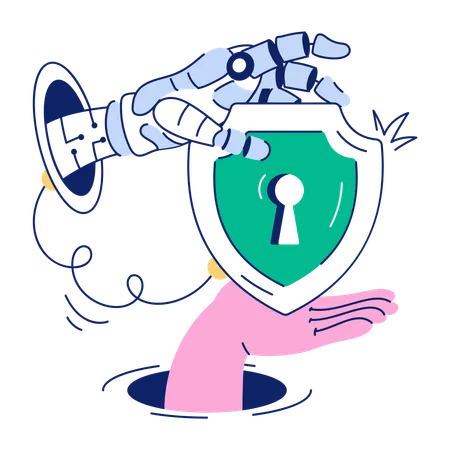Get This Doodle Mini Illustration Of Ai Security Illustration