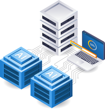 Ai server network analyst technology  Illustration