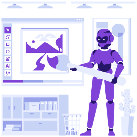 画面にグラフィックを表示するAI  イラスト