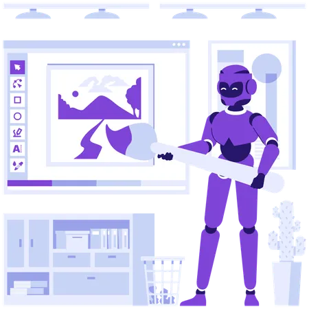 画面にグラフィックを表示するAI  イラスト