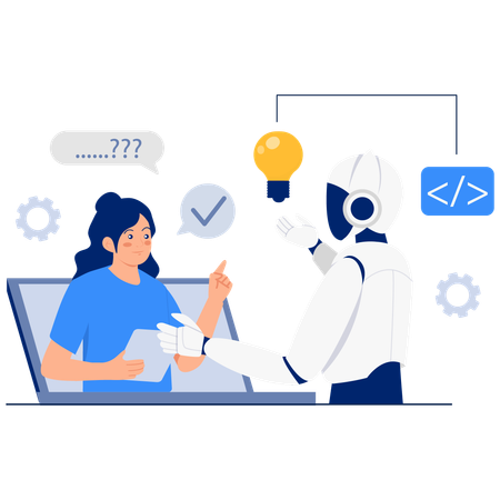 AI Solving Questions with Ideas  Illustration