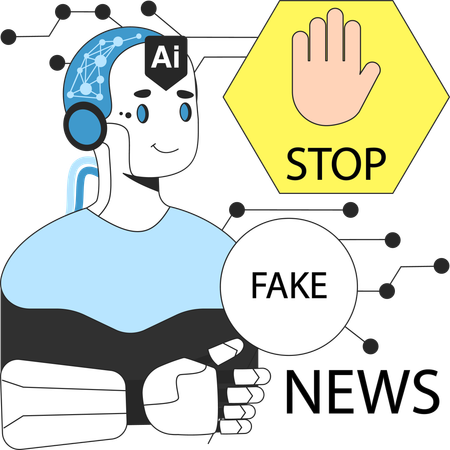 AI stopping fake news  Illustration