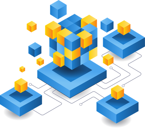 Réseau de gestion de blockchain de technologie IA  Illustration