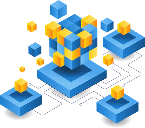 Réseau de gestion de blockchain de technologie IA  Illustration