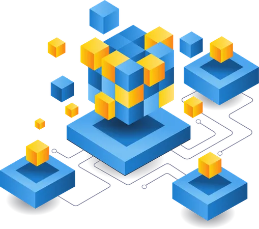AI technology blockchain management network  Illustration