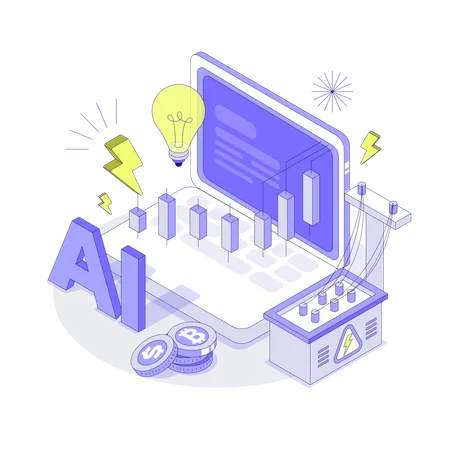 Comercio de energía con inteligencia artificial  Ilustración