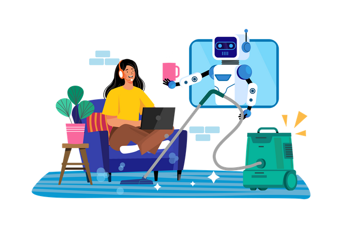 AI virtual assistants assist with daily tasks  Illustration