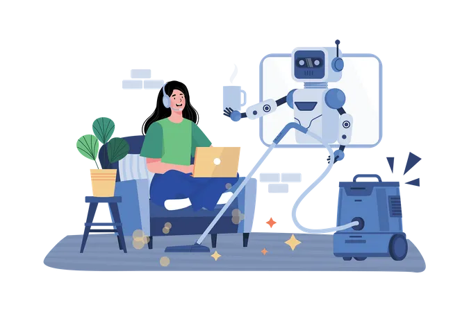 AI virtual assistants assist with daily tasks  Illustration