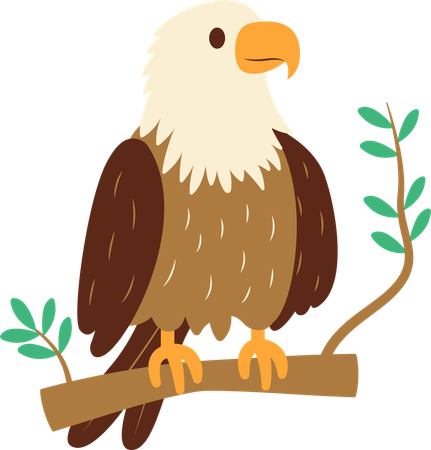 Aigle mignon sur une brindille d'arbre  Illustration