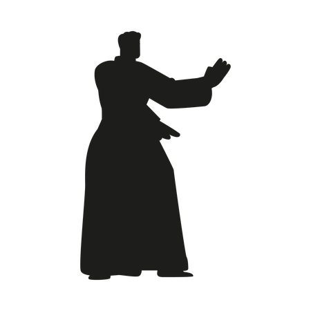 Aikido man fighter in kimono  Illustration