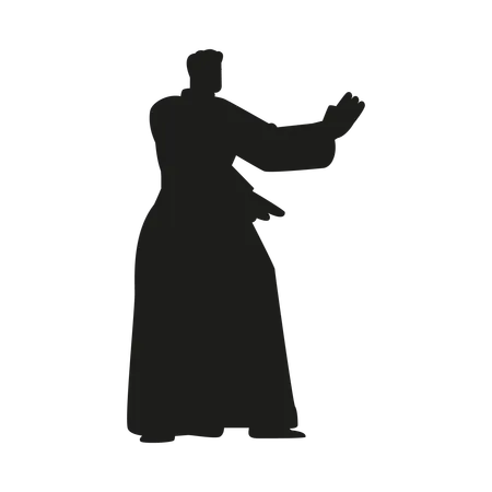 Aikido man fighter in kimono  Illustration