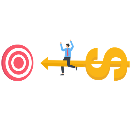 Aiming at the target and reaching the target and achieving business success  Illustration