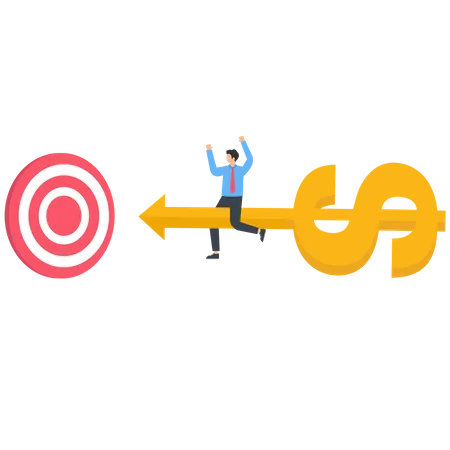 Aiming at the target and reaching the target and achieving business success  Illustration