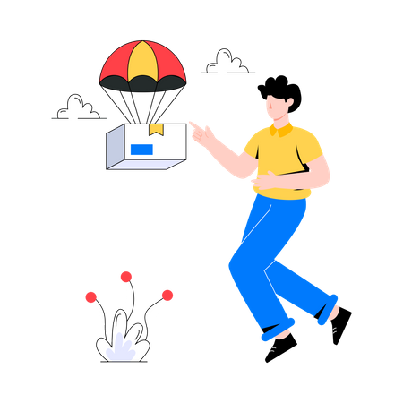 Air Balloon Delivery Illustration