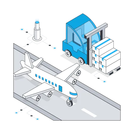 Air Cargo and runway  Illustration