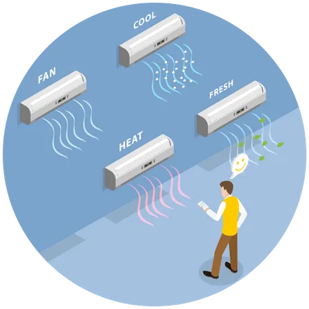 Air Conditioners With Flows Of Cold Illustration - Free Download ...