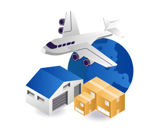 Air freight delivery Illustration