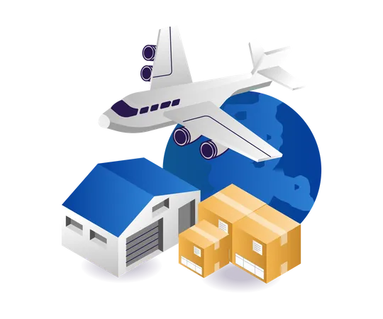 Air freight delivery Illustration