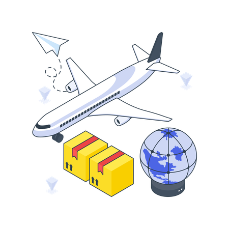 Air Freight or International Delivery  Illustration