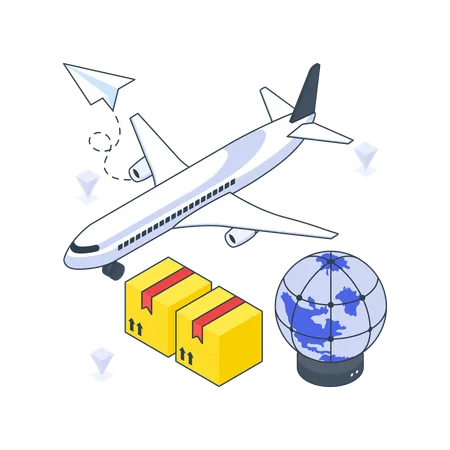 Air Freight or International Delivery  Illustration