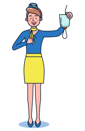 Air Hostess explaining emergency oxygen supply  Illustration