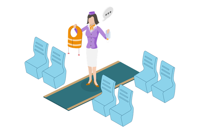 Air hostess  Flight Safety  Illustration