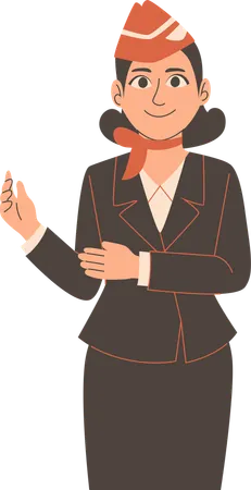 Air hostess giving fight instruction  Illustration