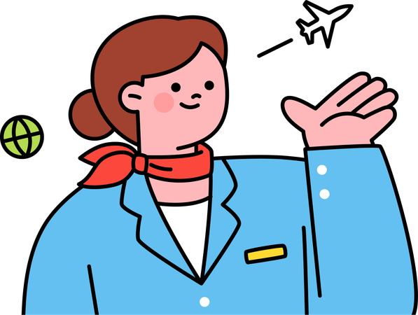 Air hostess going on travel  Illustration