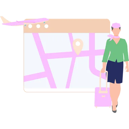 An Air Hostess Is Ready For Business Travel Illustration