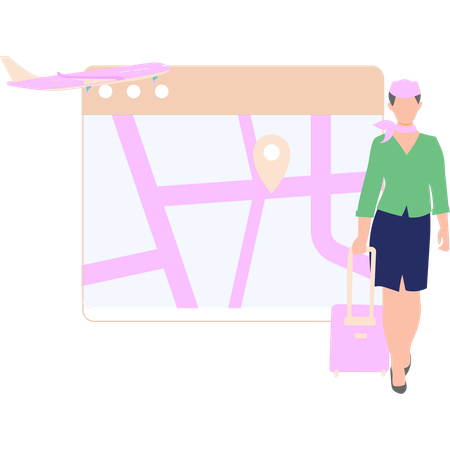 Air hostess is ready for business travel  Illustration