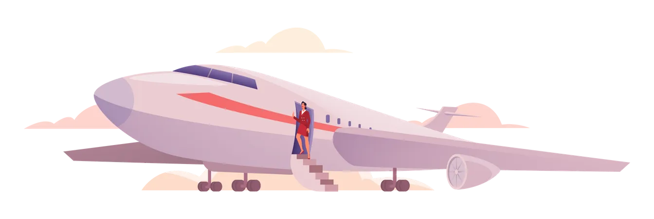 Air hostess ready for flight  Illustration