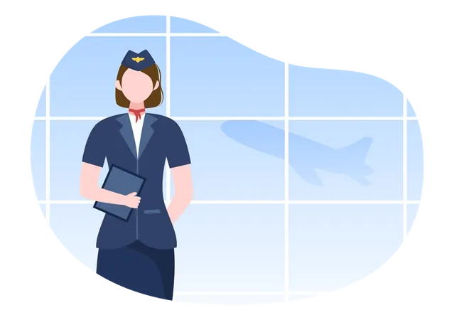 Air Hostess standing Illustration