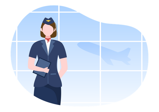 Air Hostess standing  Illustration