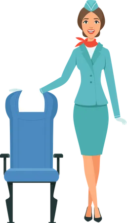 Air hostess welcoming guest  Illustration