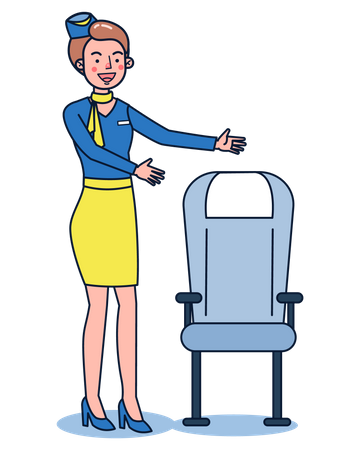 Air hostess welcoming guest  Illustration