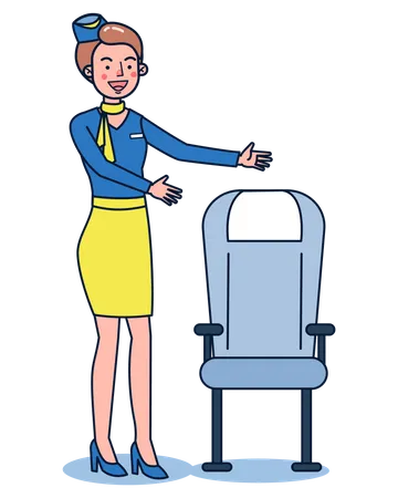 Air hostess welcoming guest  Illustration